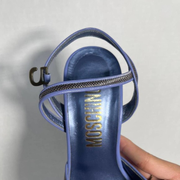 1990s Black and Purple Moschino Snakeskin Heels Size 6 - Picture 4 of 4